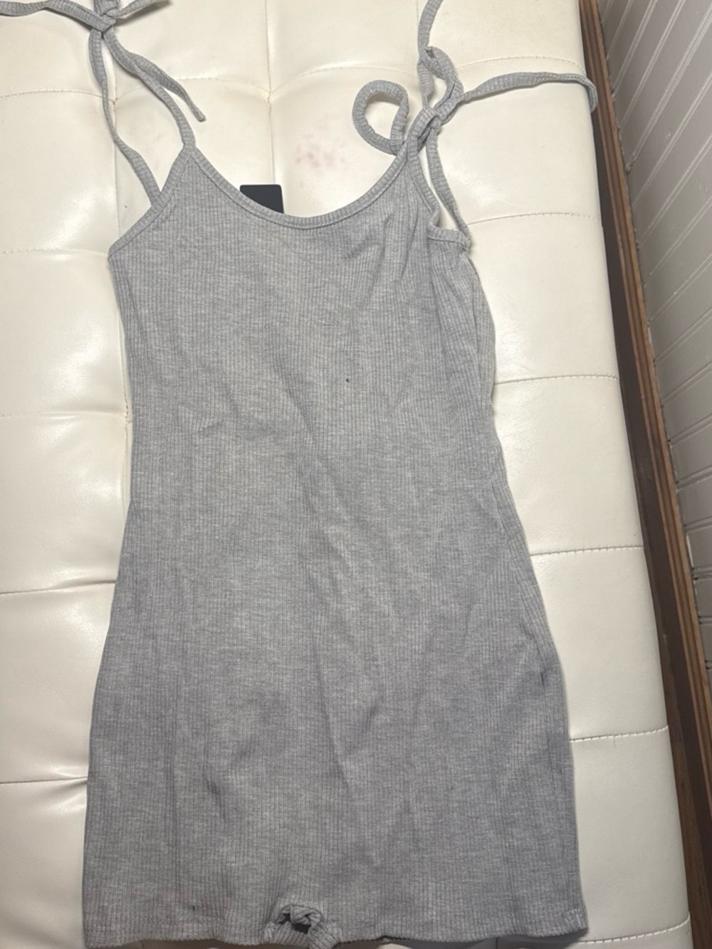 Fashion Nova Light Grey Ribbed Tie-Strap Camisole